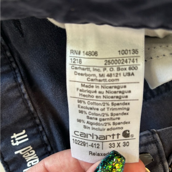 Men’s Carhartt Relaxed fit Navy Blue Work Pants 33x30 - Picture 8 of 8